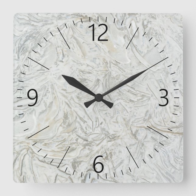 Reloj Cuadrado Patrón de superficie de mármol gris (Anverso)