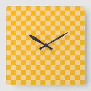 Reloj Cuadrado Patrón de tablero ajedrezado de crema cítrica