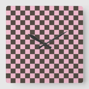 Reloj Cuadrado patrón de tablero ajedrezado de flor de cerezo