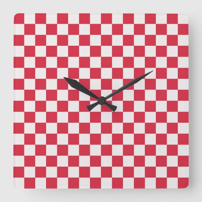 Reloj Cuadrado patrón de tablero de ajedrez de Cranberry fizz (Anverso)