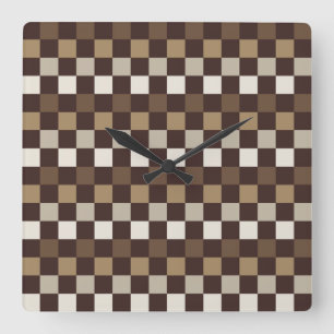 Reloj Cuadrado patrón de tablero de ajedrez de minerales terrosos