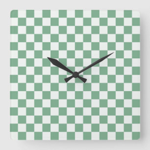 Reloj Cuadrado Patrón de tablero de ajedrez de niebla de eucalipt