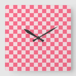 Reloj Cuadrado Patrón de tablero de ajedrez de sorbete de flamenc