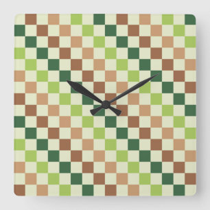 Reloj Cuadrado Patrón de tablero de ajedrez diagonal de arcoíris