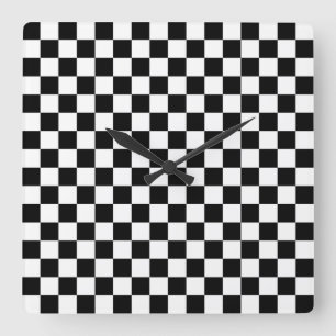 Reloj Cuadrado Patrón de tablero de ajedrez en blanco y negro