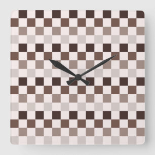 Reloj Cuadrado patrón de tablero de Café Au Lait