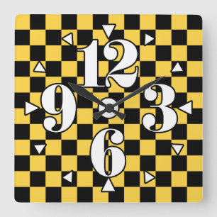Reloj Cuadrado Patrón de tablero de cheques.