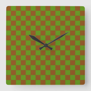Reloj Cuadrado Patrón de tablero de cuadros de manzana carameliza