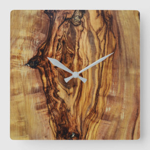 Reloj Cuadrado patrón de textura de madera de olivo costillas de 