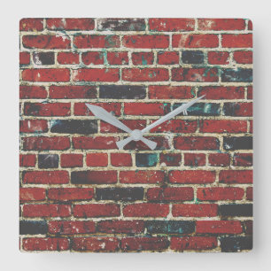 Reloj Cuadrado Patrón de textura Guay de pared de ladrillo