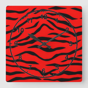 Reloj Cuadrado Patrón de tigre rojo