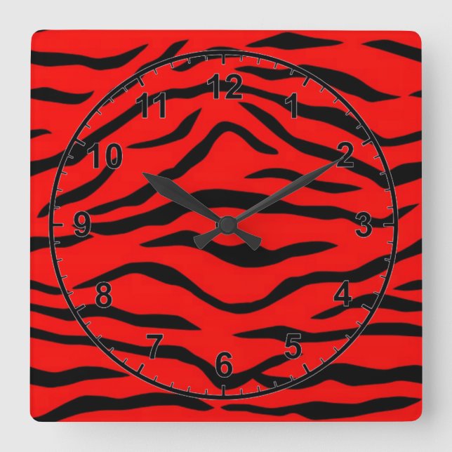 Reloj Cuadrado Patrón de tigre rojo (Anverso)
