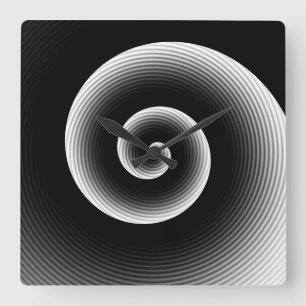 Reloj Cuadrado Patrón de torbellino contemporáneo de estilo blanc