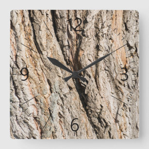 Reloj Cuadrado Patrón de tronco antiguo