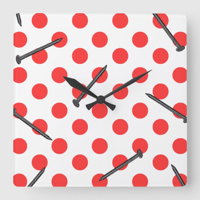 Reloj Cuadrado patrón de uñas con puntos (Anverso)