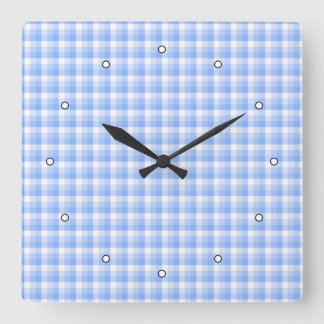 Reloj Cuadrado Patrón de verificación azul y blanco.