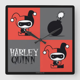 Reloj Cuadrado Patrón de verificación de Chibi Harley Quinn