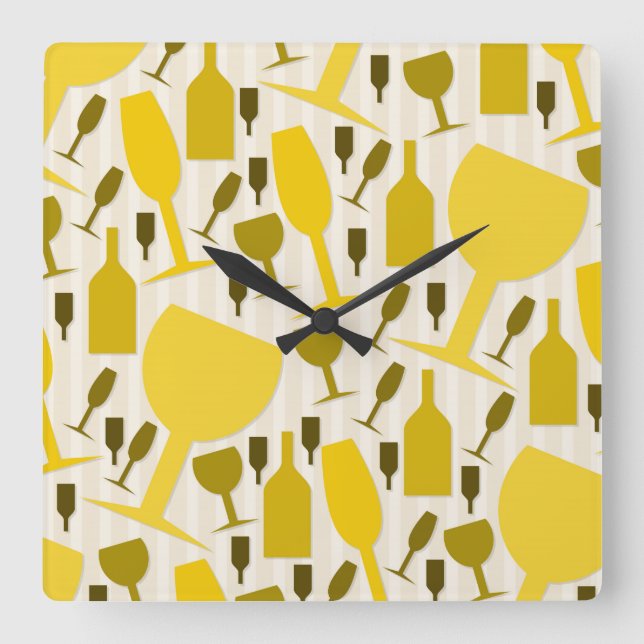 Reloj Cuadrado Patrón de vidrio de vino (Anverso)