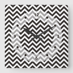 Reloj Cuadrado Patrón de ZIGZAG - negro + tus antecedentes e idea