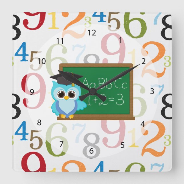 Reloj Cuadrado Patrón escolar (Anverso)