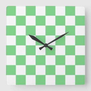 Reloj Cuadrado Patrón estético del tablero de ajedrez verde retro