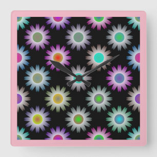 RELOJ CUADRADO PATRÓN FLORAL COLORIDO
