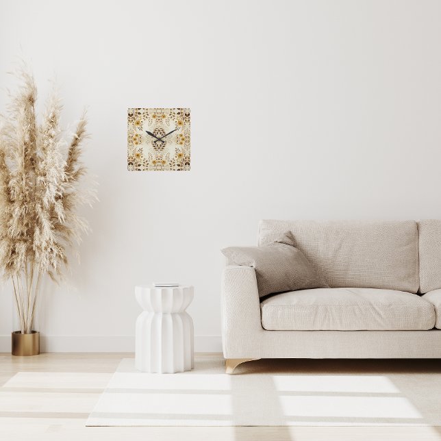 Reloj Cuadrado Patrón floral de granja (Subido por el creador)