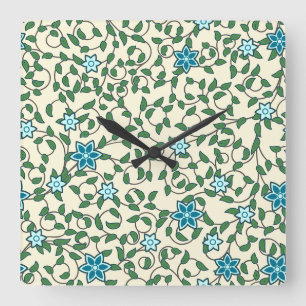 Reloj Cuadrado Patrón floral sin costuras sobre fondo beige