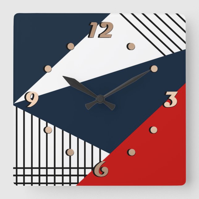 Reloj Cuadrado Patrón geométrico abstracto (Anverso)