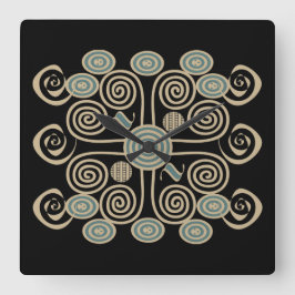 Reloj Cuadrado Patrón geométrico abstracto africano