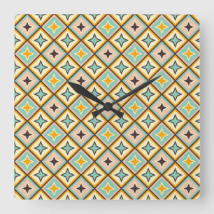 Reloj Cuadrado Patrón geométrico abstracto con formas de diamante