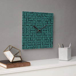 Reloj Cuadrado Patrón geométrico abstracto futurista laberinto