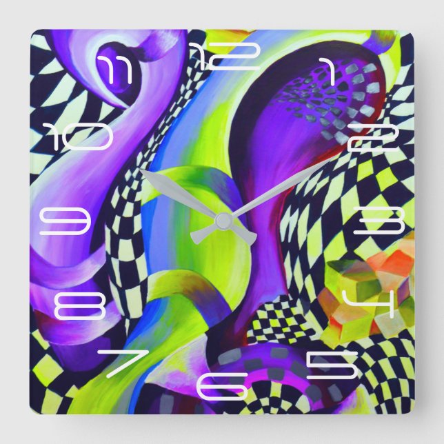 Reloj Cuadrado Patrón geométrico Art Déco de los años 80 (Anverso)