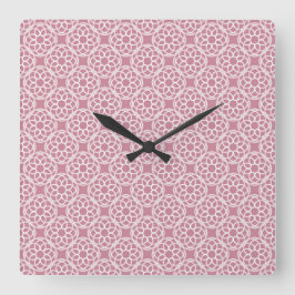 Reloj Cuadrado Patrón geométrico blanco y rosa sin costuras