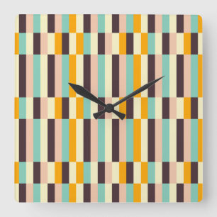 Reloj Cuadrado Patrón geométrico colorido con rayas verticales