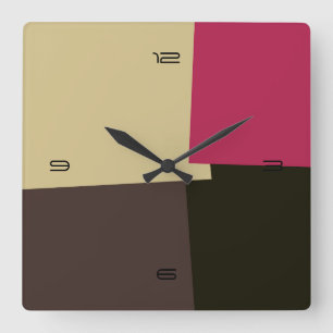 Reloj Cuadrado Patrón geométrico de color retro abstracto #2