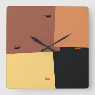 Reloj Cuadrado Patrón geométrico de color retro abstracto #6