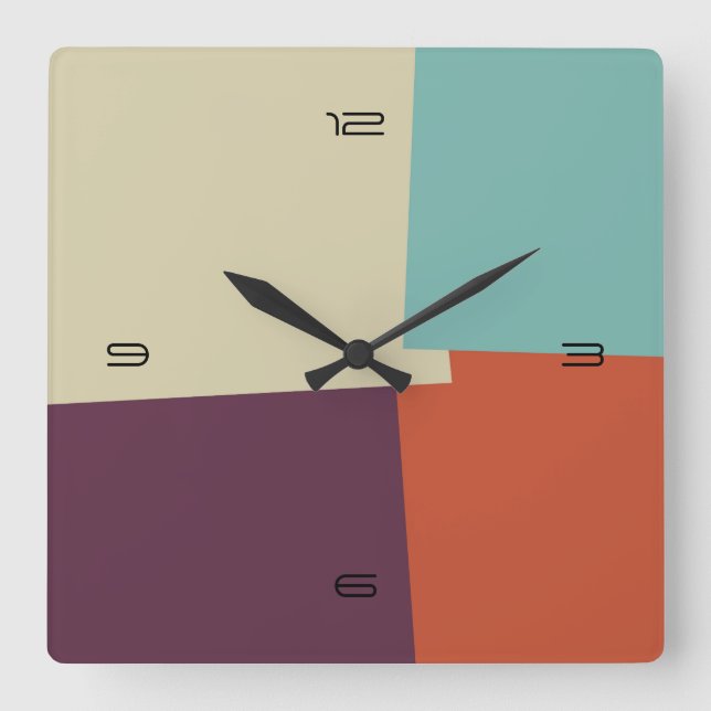 Reloj Cuadrado Patrón geométrico de color retro abstracto #7 (Anverso)