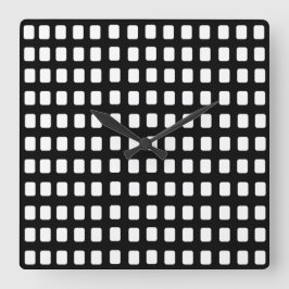Reloj Cuadrado Patrón geométrico de cuadrados blancos y negros