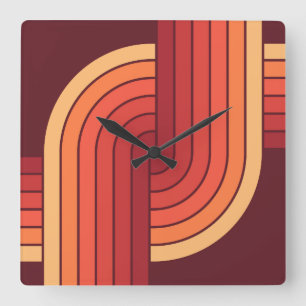 Reloj Cuadrado Patrón geométrico de estilo retro vintage de los a