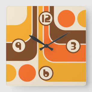 Reloj Cuadrado Patrón geométrico de estilo retro vintage de los a