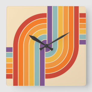 Reloj Cuadrado Patrón geométrico de estilo retro vintage de los a