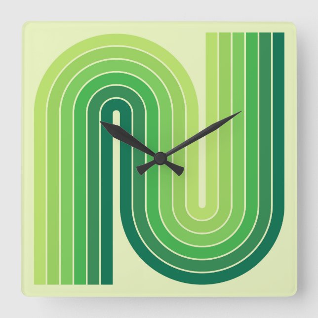 Reloj Cuadrado Patrón geométrico de rayas arqueadas de estilo ret (Anverso)