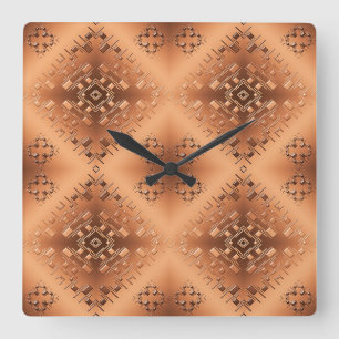 Reloj Cuadrado Patrón geométrico étnico.