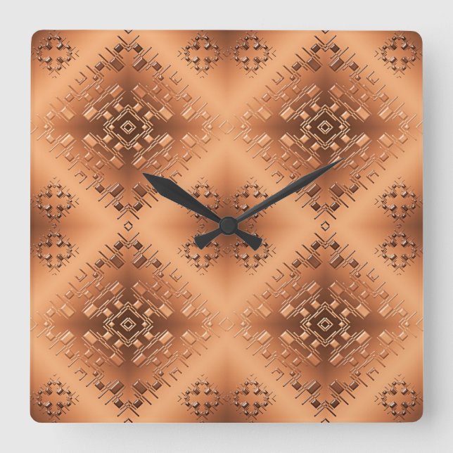 Reloj Cuadrado Patrón geométrico étnico. (Anverso)