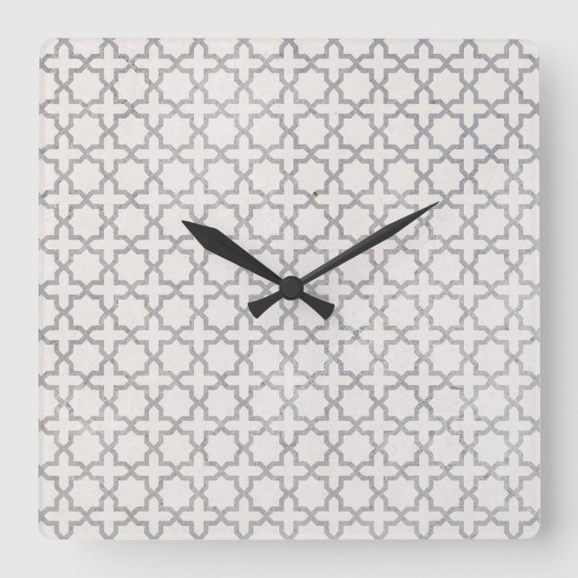 Reloj Cuadrado Patrón geométrico islámico beige (Anverso)