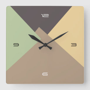 Reloj Cuadrado Patrón geométrico moderno de color retro #10