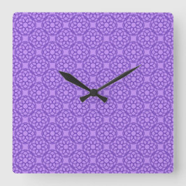 Reloj Cuadrado Patrón geométrico morado sin fisuras