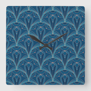 Reloj Cuadrado Patrón geométrico repetido Art Déco