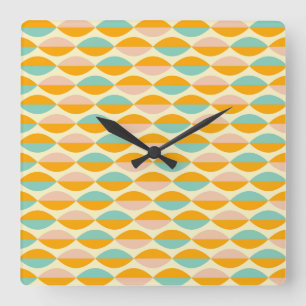 Reloj Cuadrado Patrón geométrico repetitivo en fondo beige
